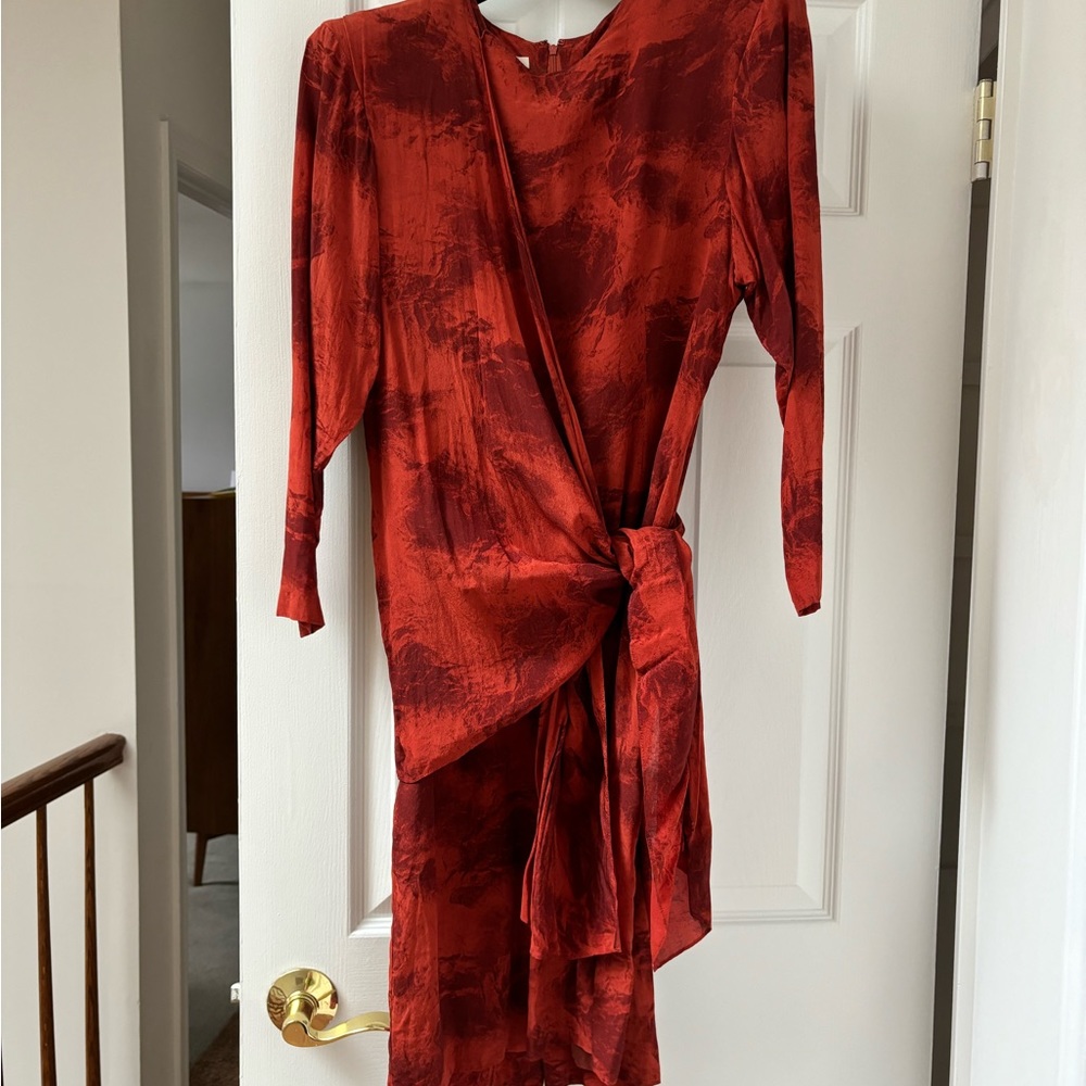 Vintage, French brand "gres" double layer red printed silk dress.